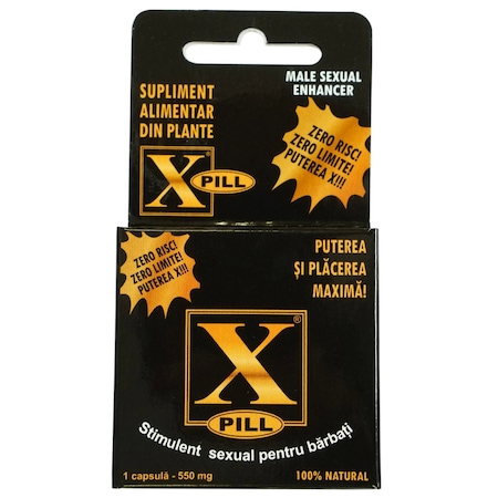 Supliment Alimentar, X-Pill, Stimulent Sexual Barbati, 100% Natural, din Plante, 550mg, 1cp