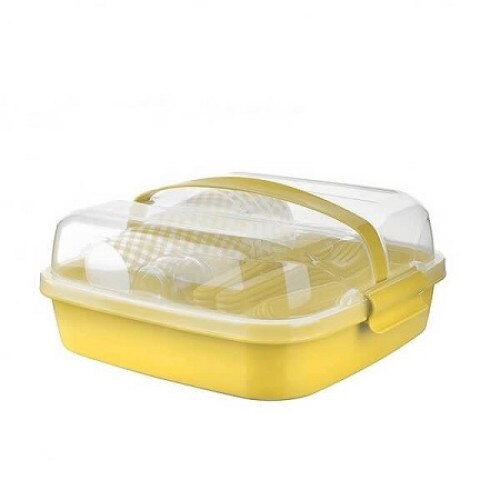 Set serviciu din plastic , pentru picnic/camping Titiz,32 piese, culoare galben