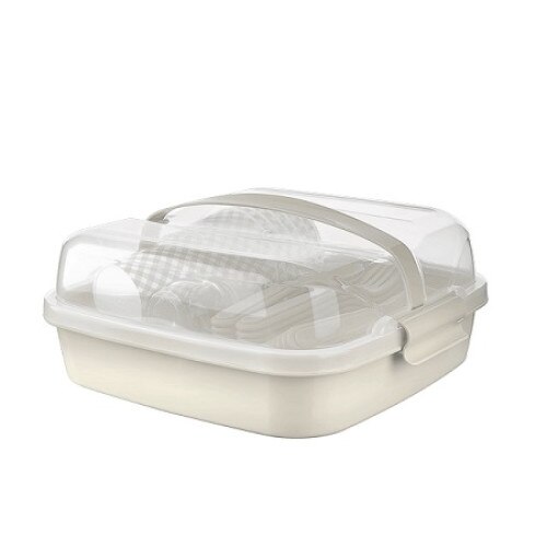 Set serviciu din plastic , pentru picnic/camping Titiz,32 piese, culoare crem