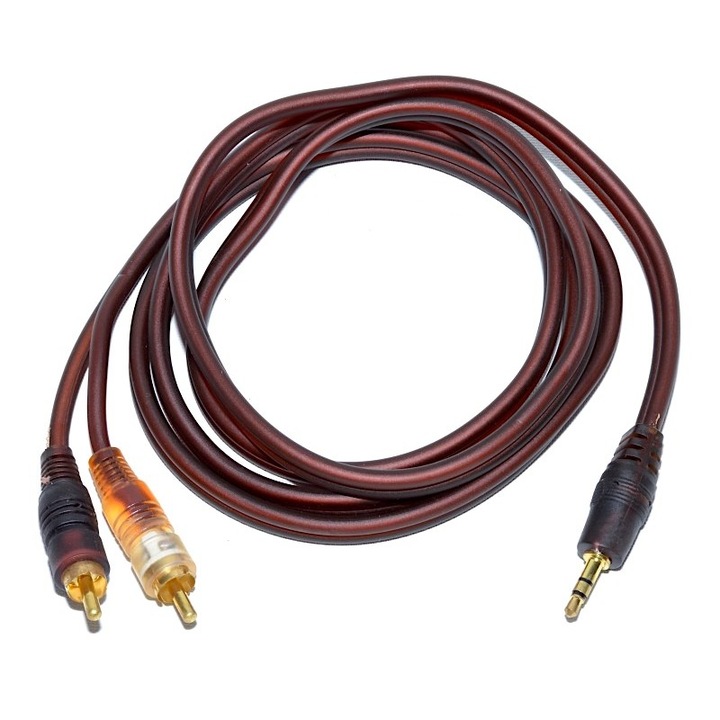 Cablu audio elSales ELS-J2RCA cu conector Jack 3,5mm tata-2 RCA Tata siliconat, lungime 1.5 metri