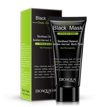 Черна маска за лице против пъпки и черни точки, ГМО, Bioaqua