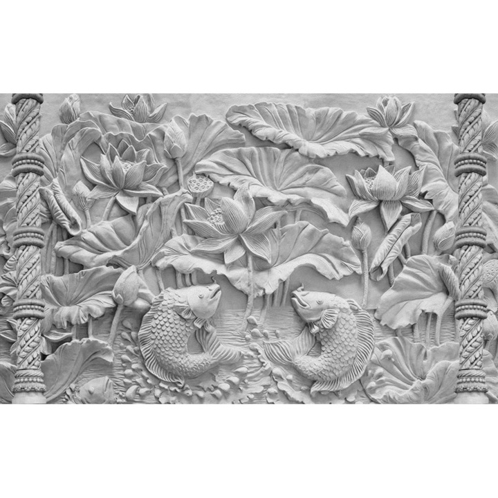 Fototapet 3D, Un model de flori din ipsos, Fantezie, Abstractie, Floral, Dormitor, Living, 3D, 200 x 150 cm