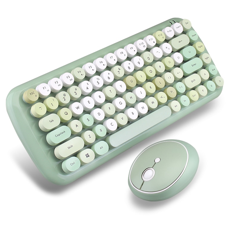Комплект MOFII, Mini Клавиатура, Мишка, Round Keycap, 84 клавиша, Зелен ...