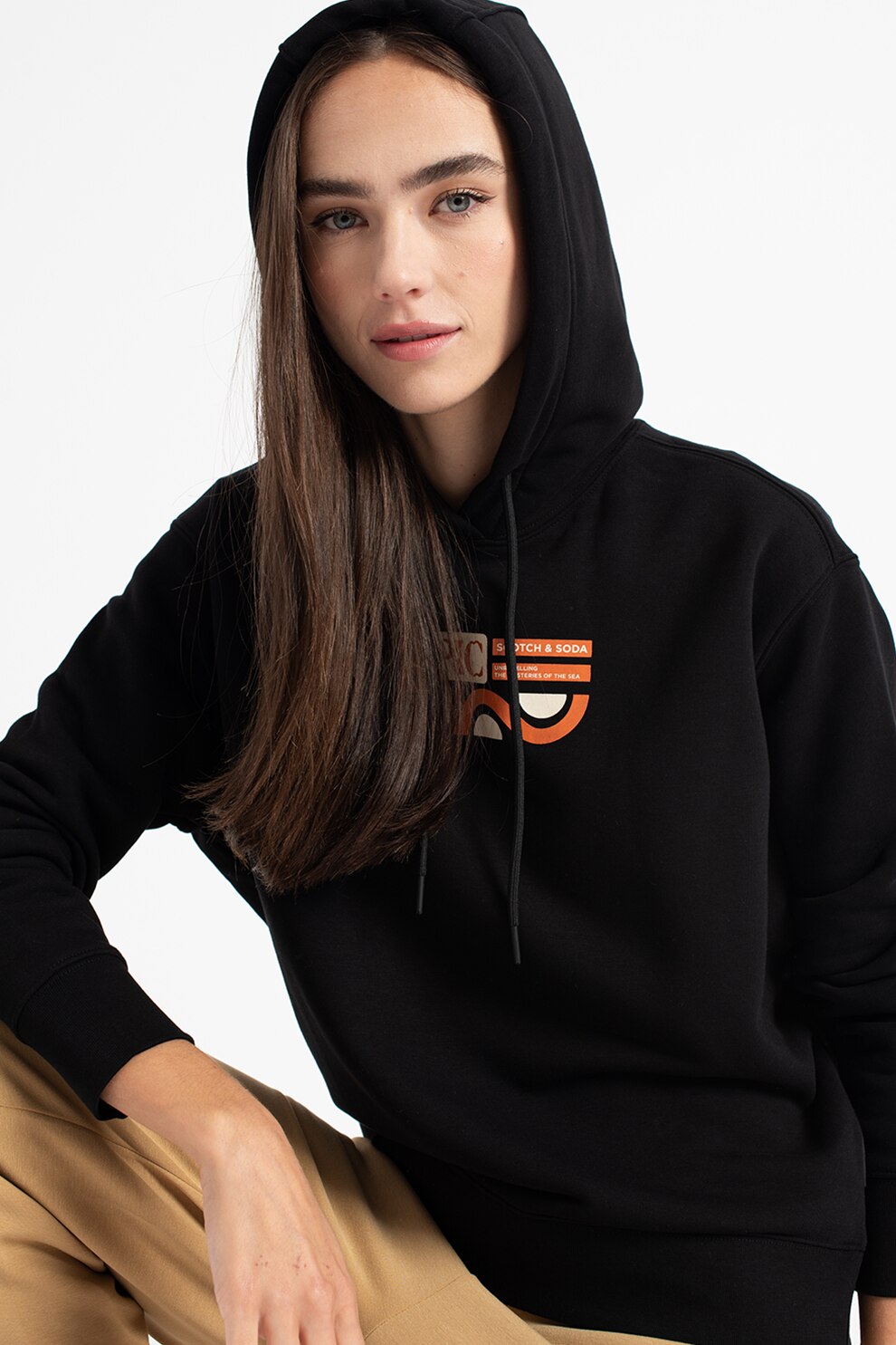 Maison Scotch, Hanorac din amestec de bumbac organic, Negru, M