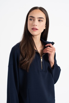 Maison Scotch, Bluza sport din amestec de modal cu fenta cu fermoar, Bleumarin Maison Scotch, Bluza sport din amestec de modal cu fenta cu fermoar, Bleumarin