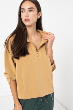 Maison Scotch, Bluza sport din amestec de modal cu fenta cu fermoar, Bej Maison Scotch, Bluza sport din amestec de modal cu fenta cu fermoar, Bej