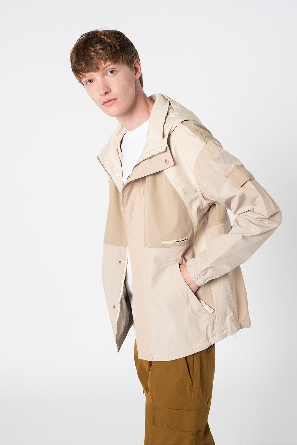 Scotch & Soda, Jacheta usoara cu gluga, Maro nisip/Grej