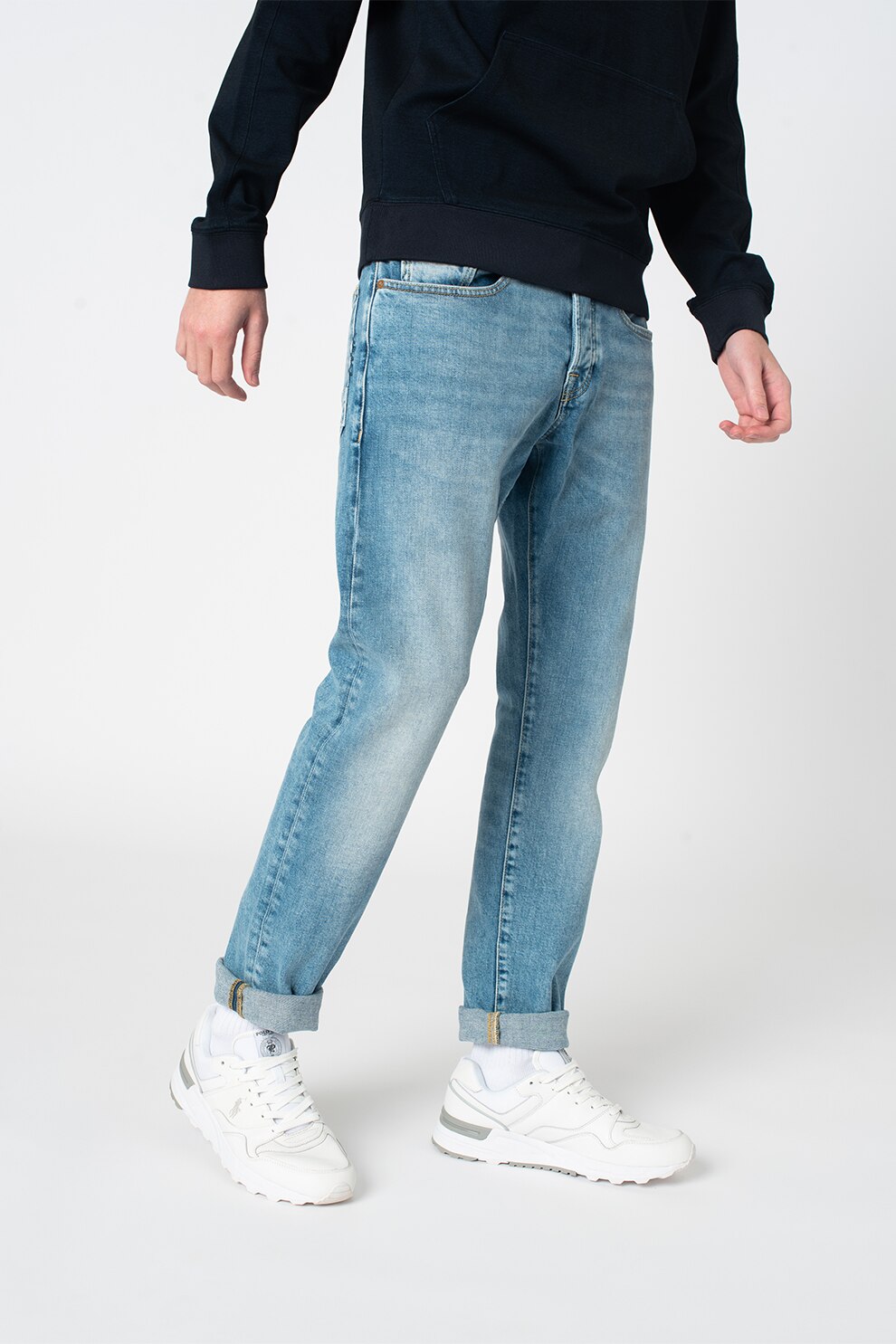 Scotch & Soda, Blugi slim fit din amestec de bumbac organic Ralston, Albastru