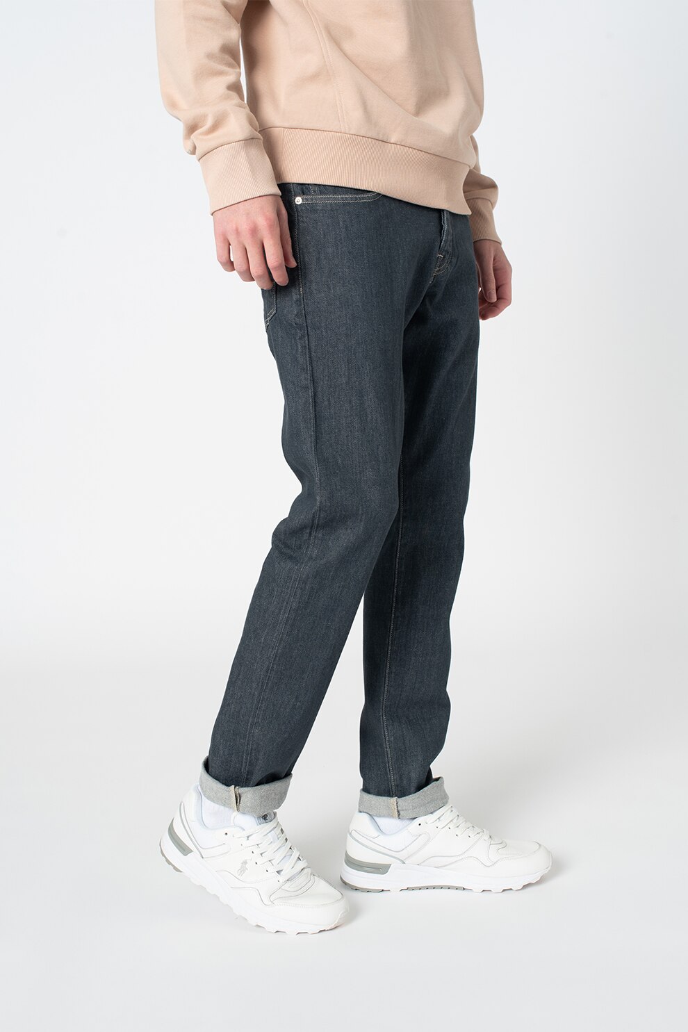 Scotch & Soda, Blugi slim fit din amestec de bumbac organic Ralston, Gri inchis