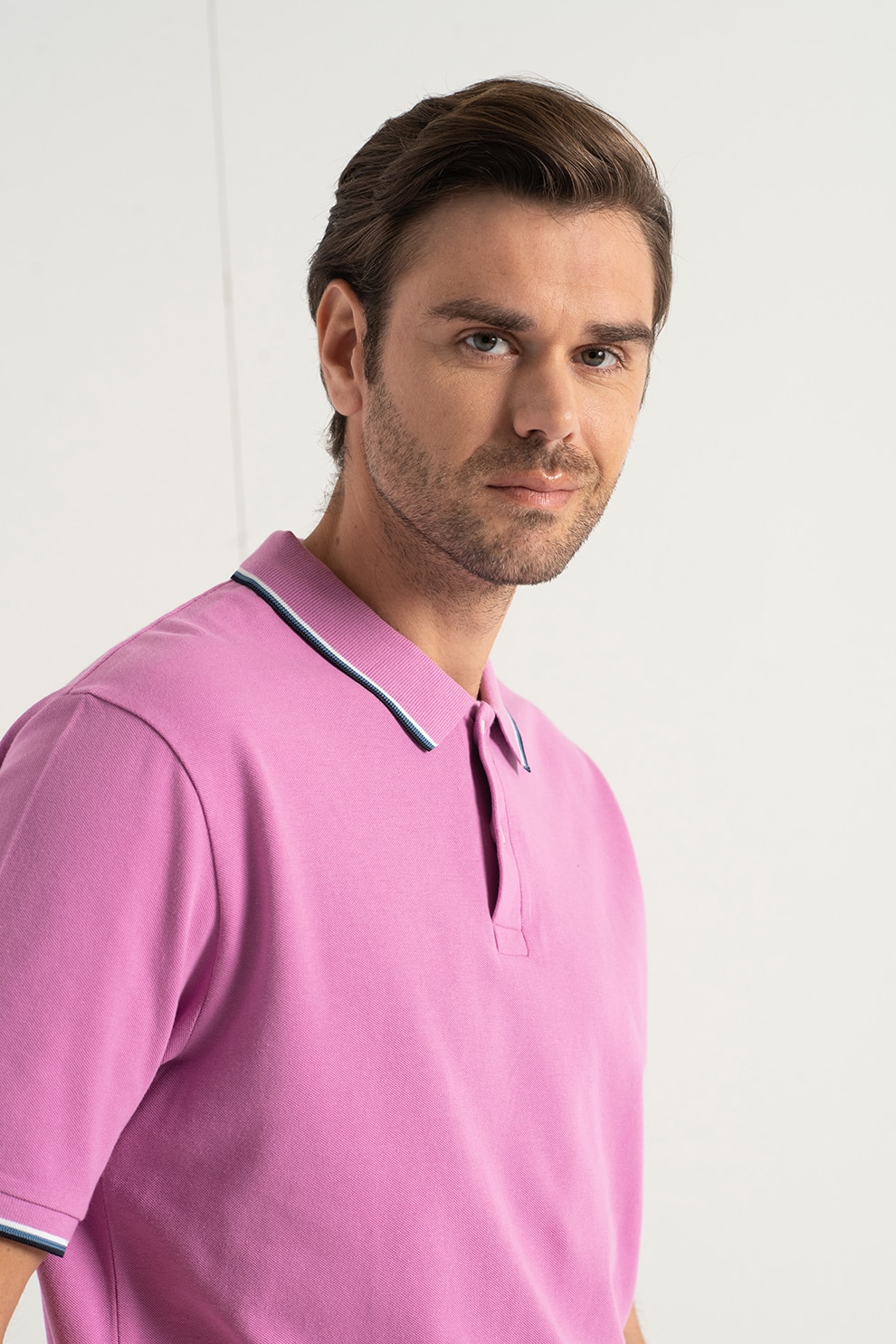 Scotch & Soda, Tricou polo din amestec de bumbac organic, Lila/Negru/Alb