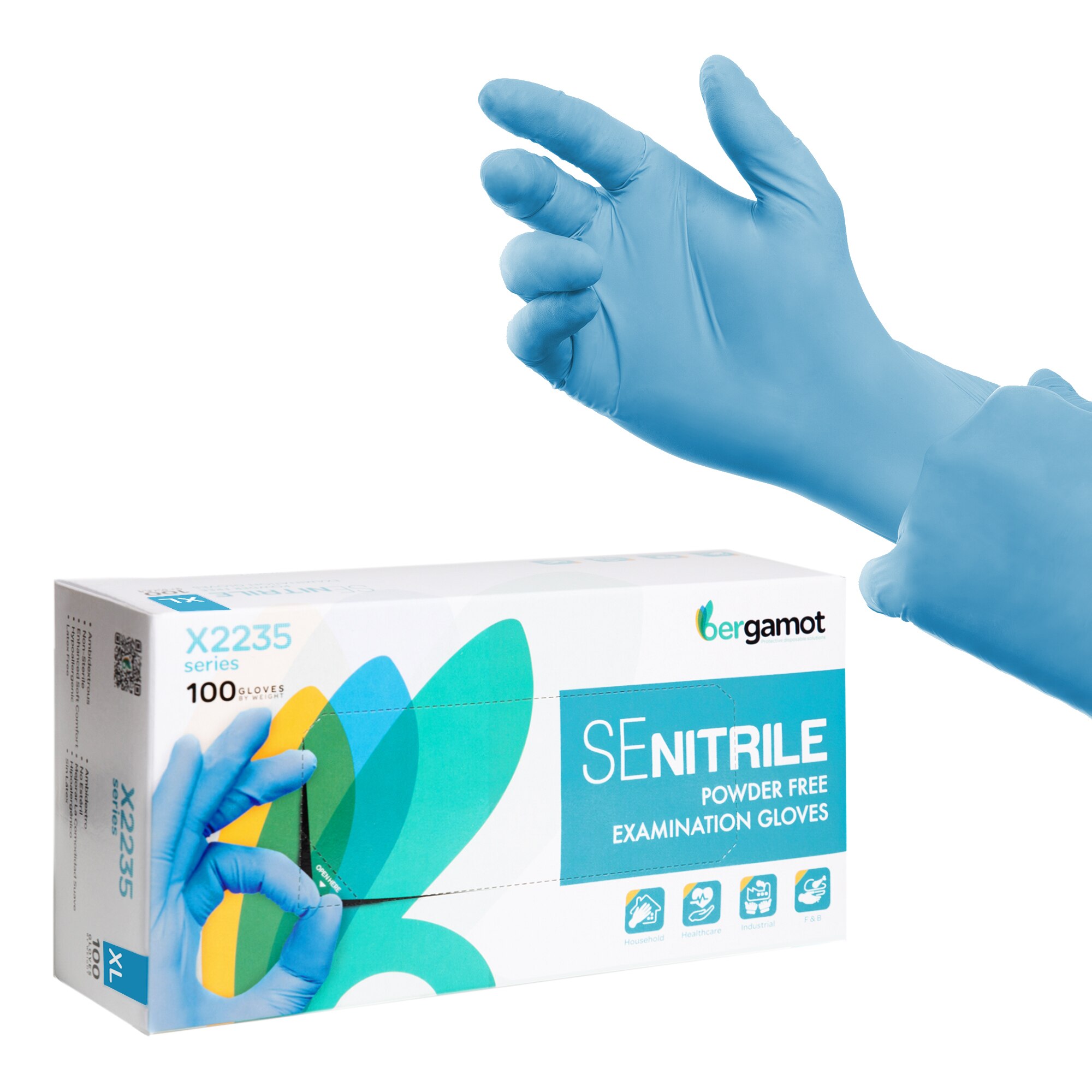 Cutie 100 Manusi Nitril Nepudrate, Bergamot, Albastre, Marime XL