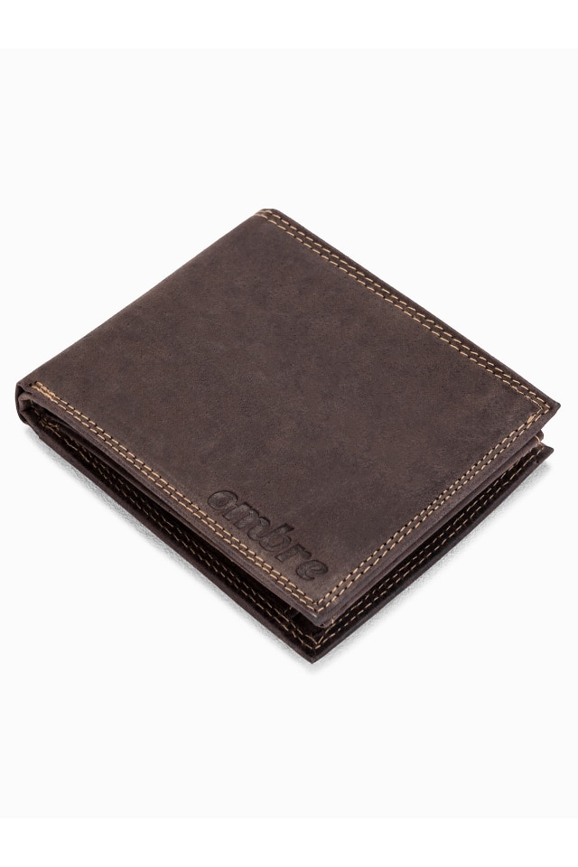 Portofel pliabil cu 8 compartimente, Ombre, A092, Piele/Poliester, Maro