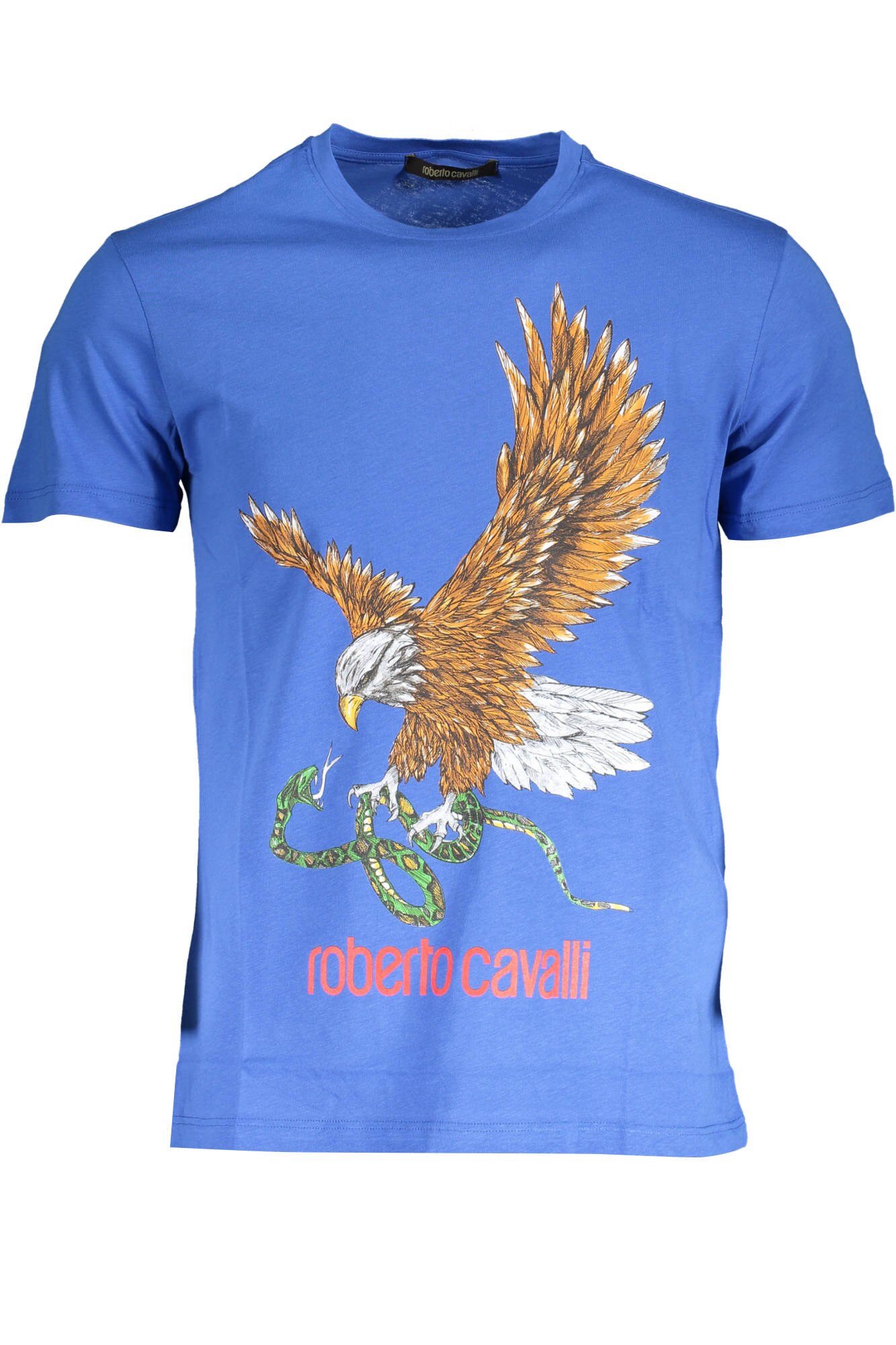 Tricou Barbati, ROBERTO CAVALLI, 9101537, Logo, Albastru, Albastru