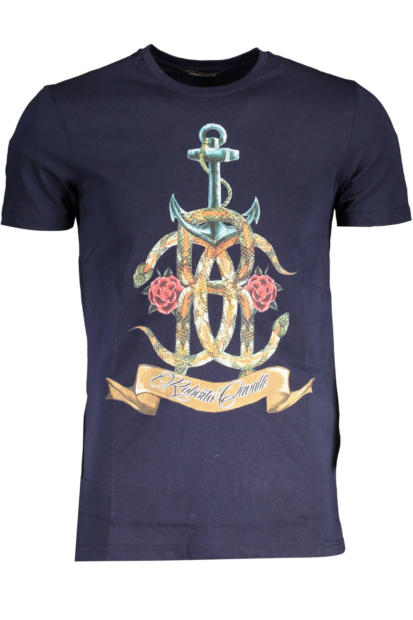 Tricou Barbati, ROBERTO CAVALLI, 9101549, Logo, Albastru, Albastru