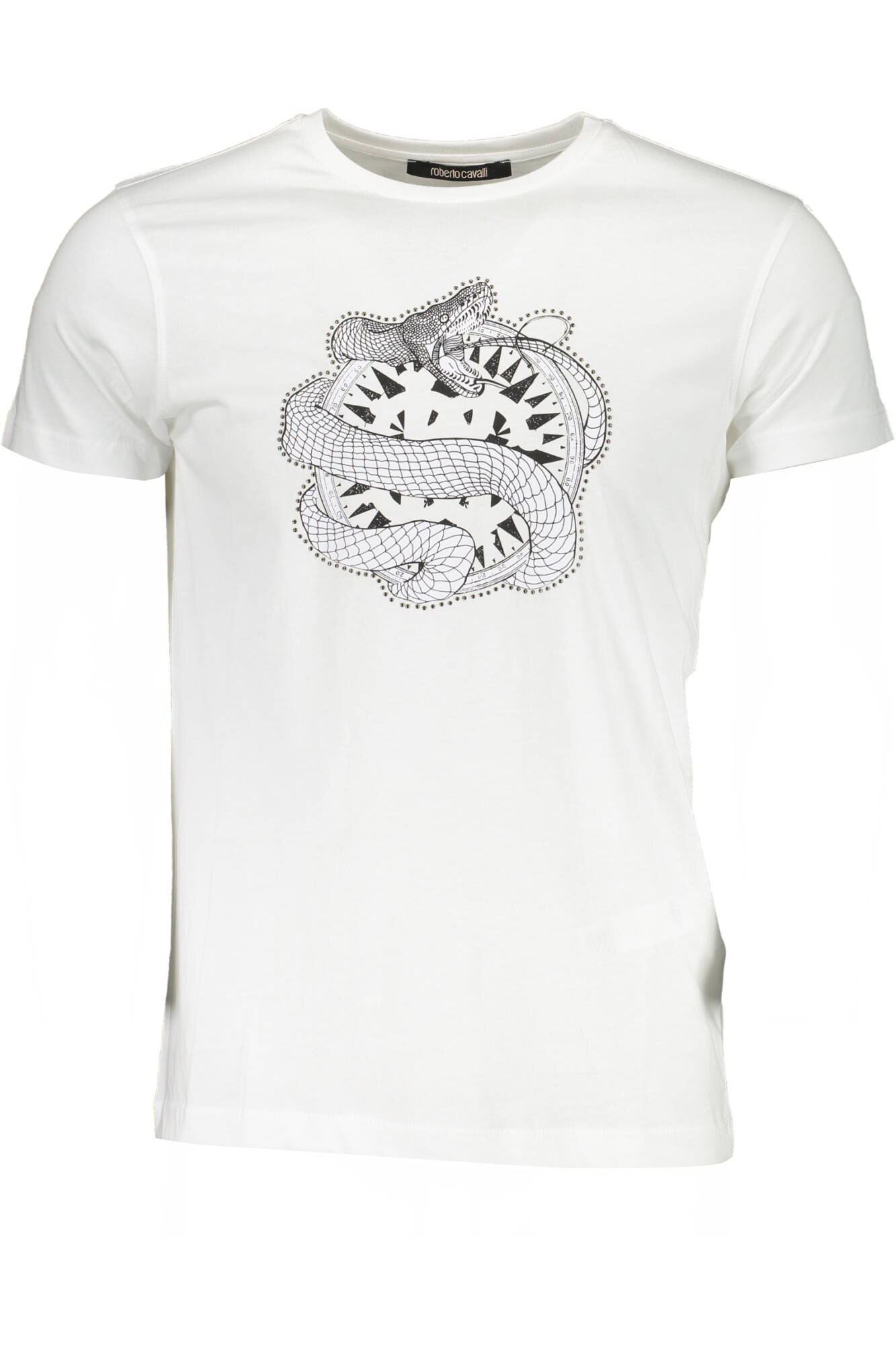 Tricou Barbati, ROBERTO CAVALLI, 9101735, Logo, Alb, Alb