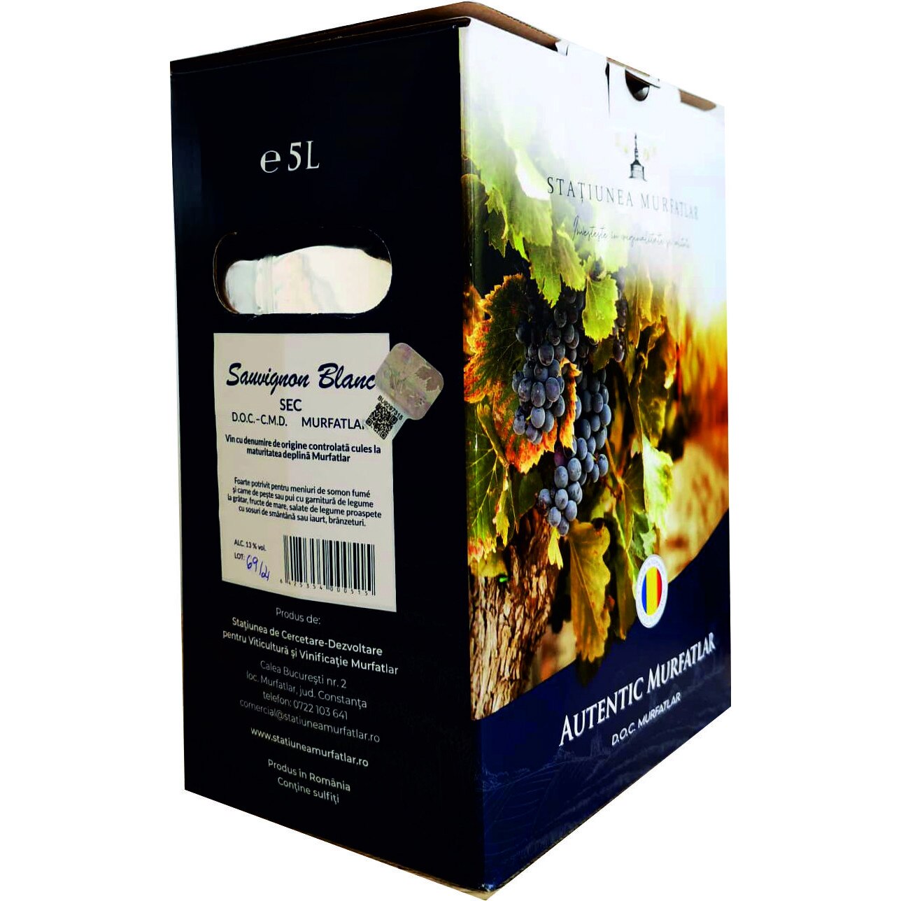 Vin alb sec, Sauvignon Blanc, Statiunea Murfatlar, DOC 5L