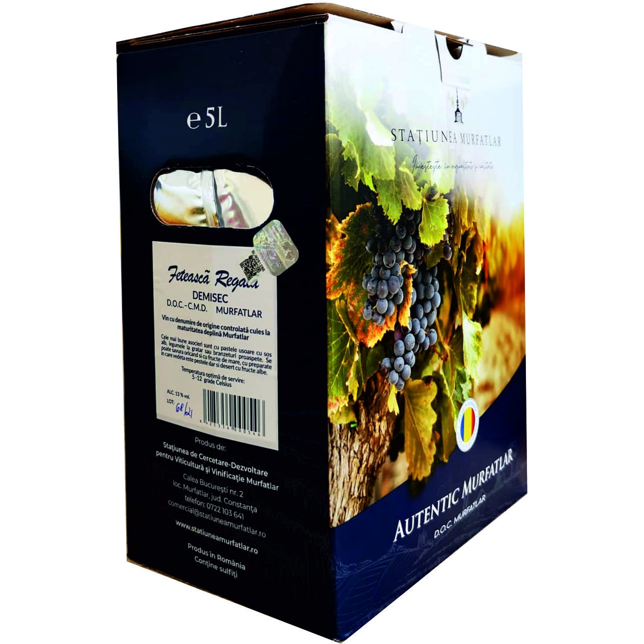 Vin alb demisec Feteasca Regala, Statiunea Murfatlar, DOC - 5L