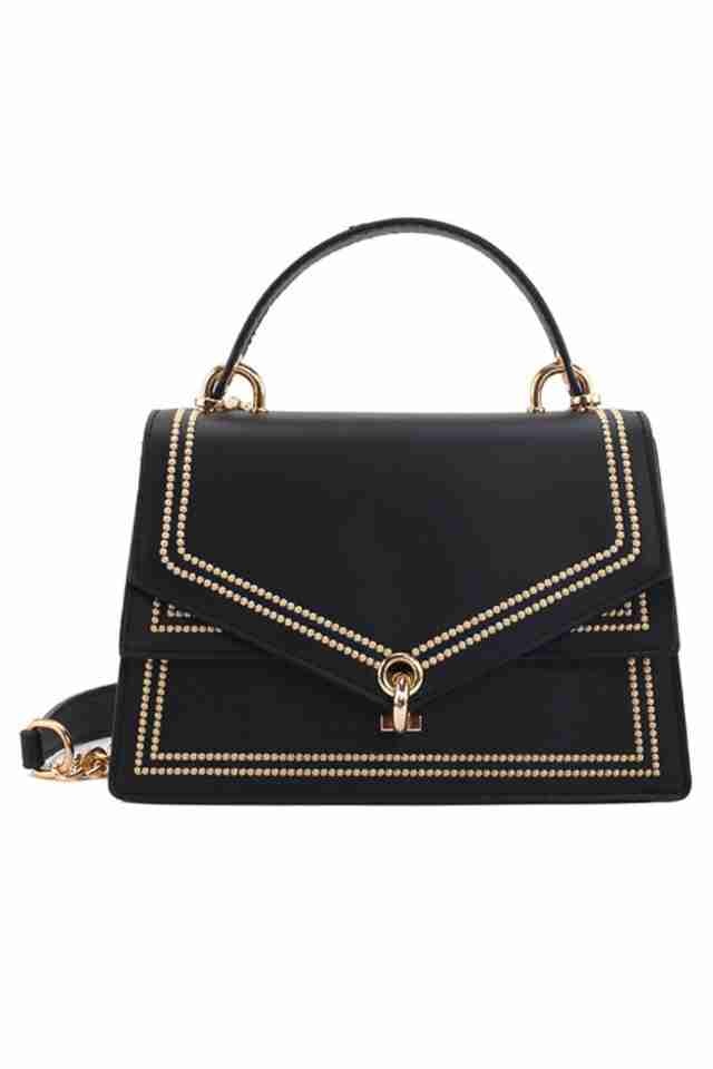 Geanta de dama Carola neagra din piele ecologica cu maner, dimensiuni 22 x 15 x 9 cm