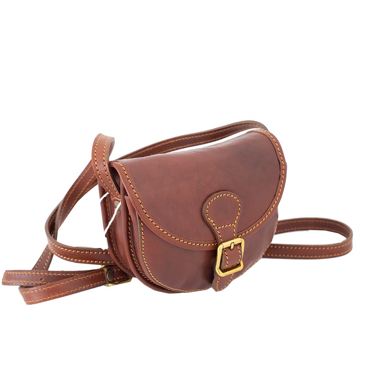 Geanta dama de umar, crossbody din piele naturala vachetta, coniac, util land fashion, P149A