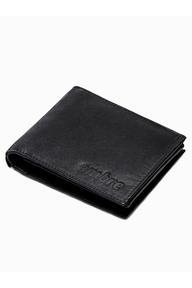 Portofel pliabil cu 12 compartimente, Ombre, A302, Piele/Poliester, Negru