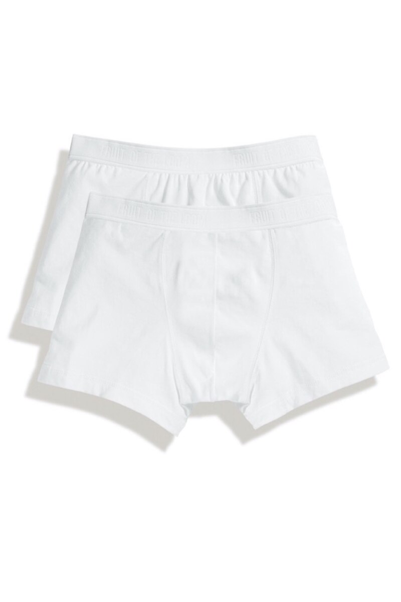 Set 2 boxeri, Fruit Of The Loom, Bumbac/Elastan, Alb, Alb