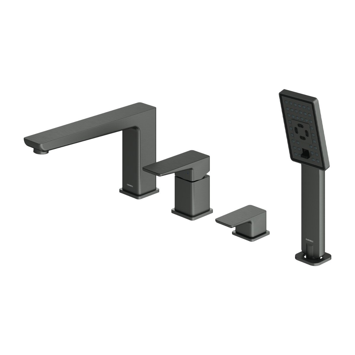 Baterie cada OMNIRES PARMA, finisaj Grafit, 4 gauri, duze din silicon Easy Clean, montaj pe cada