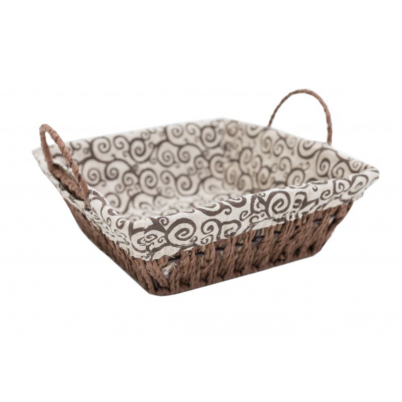 Cos de paine Dreptunghiular, din Plastic si material textil, 23x23x8 cm, Maro