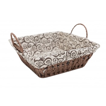 Cos de paine Dreptunghiular, din Plastic si material textil, 23x23x8 cm, Maro Cos de paine Dreptunghiular, din Plastic si material textil, 23x23x8 cm, Maro