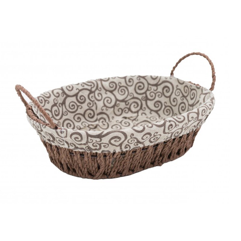 Cos de paine Oval, din Plastic si material textil, 35x8 cm, Maro