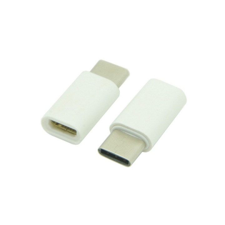 Adaptor Micro-USB to Type-C 2, 4 cm Alb