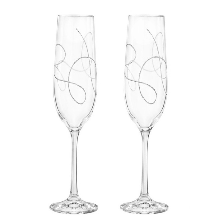 Комплект чаши за шампанско Bohemia Crystal String Decor, 2 броя