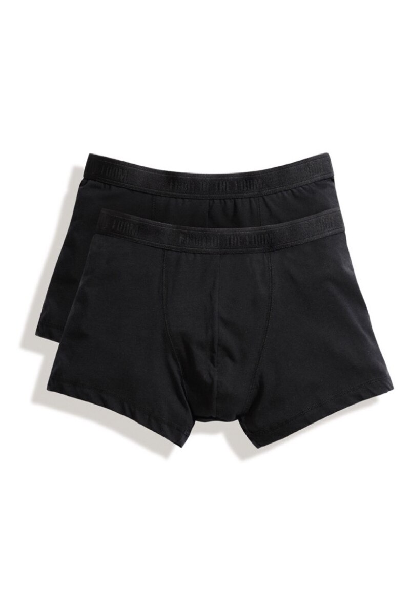 Set 2 boxeri, Fruit Of The Loom, Bumbac/Elastan, Negru
