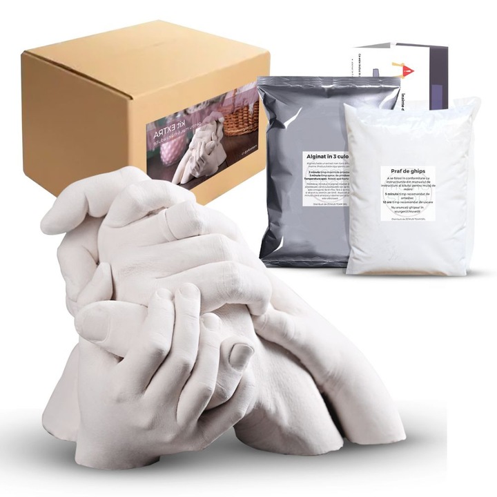 Kit mulaj maini Extra, pentru max. 6 maini adulte, 1350g alginat, 5000g ghips, Memoshop