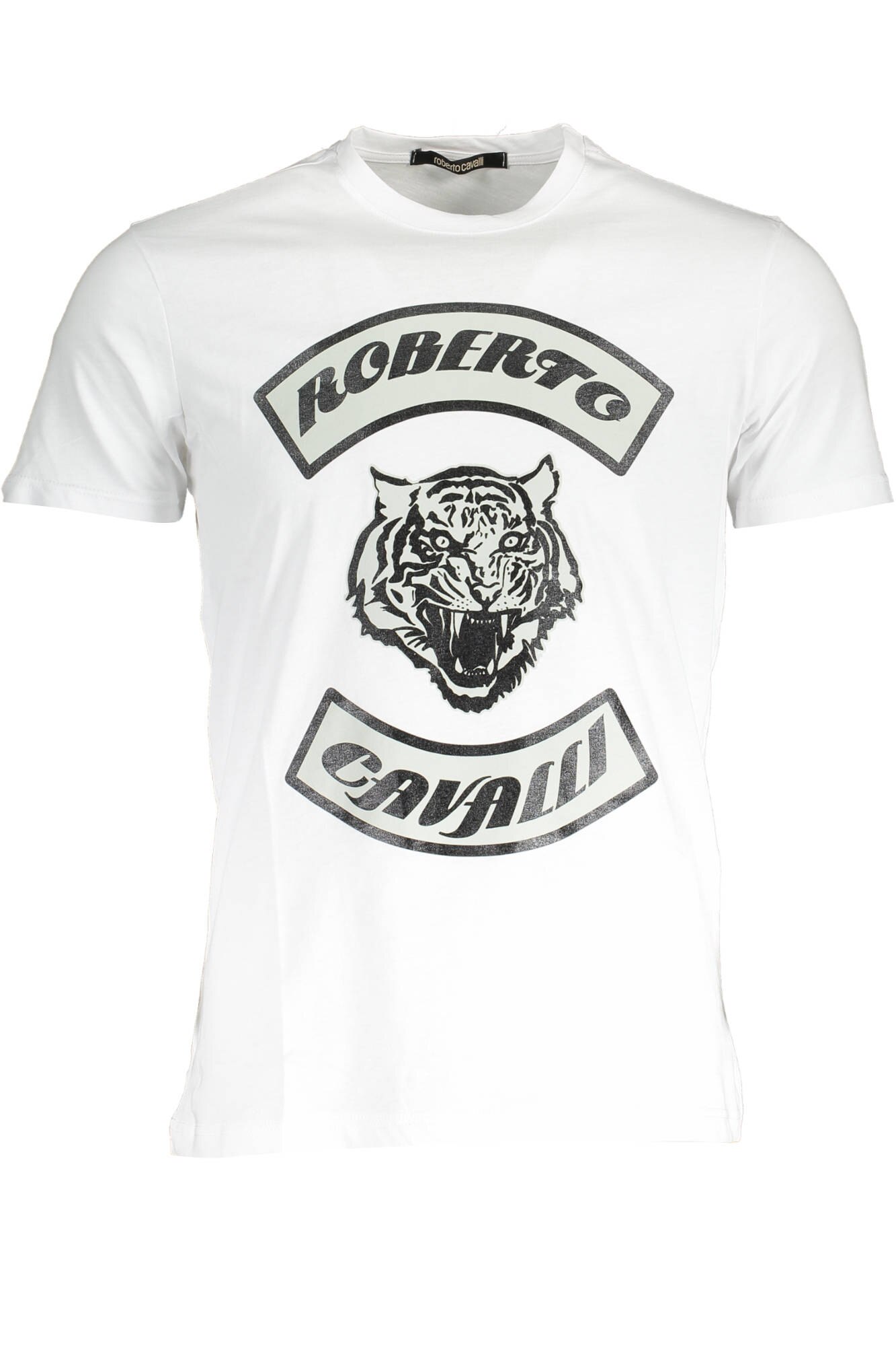 Tricou Barbati, ROBERTO CAVALLI, 9101558, Logo, Alb, Alb, 2XL