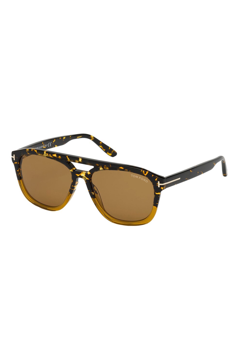 Tom Ford, Ochelari de soare aviator cu lentile patrate Gerrard, Negru/Ocru, 56-16-145 Standard