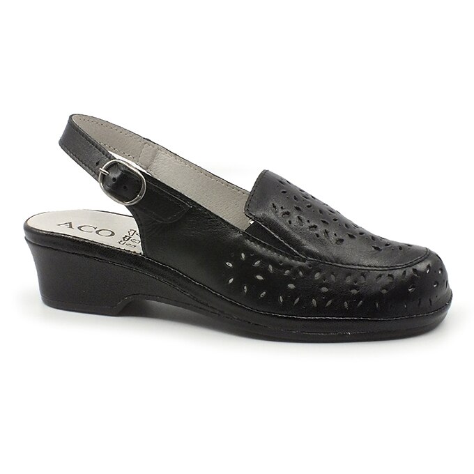 Saboti dama, ACO, piele, negru, Negru, 36