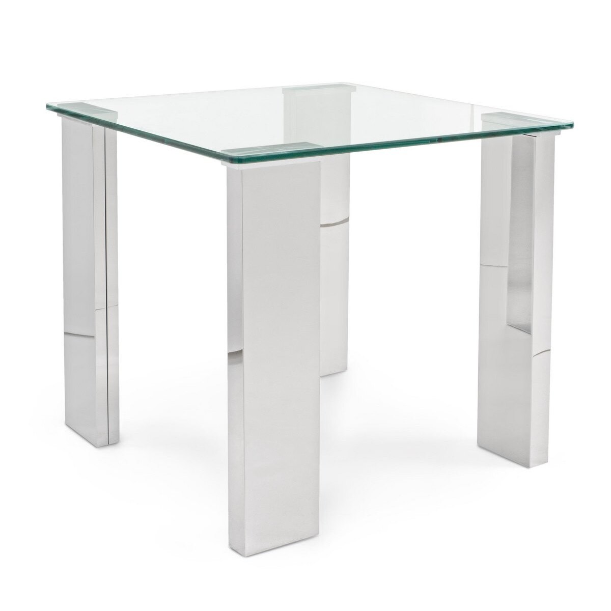 Masuta cafea cu picioare mdf argintiu si blat sticla Arley 55 cm x 55 cm x 51 h