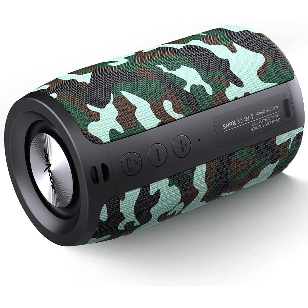 Boxa portabila Bluetooth, Zealot S32, Dual Driver Stereo, Bass puternic, Camflaj, Multicolor