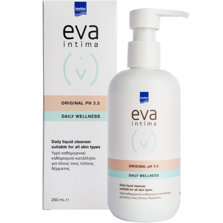 Gel de curatare zilnica pentru igiena intima pH 3.5 Eva Intima, toate tipurile de piele, 250 ml