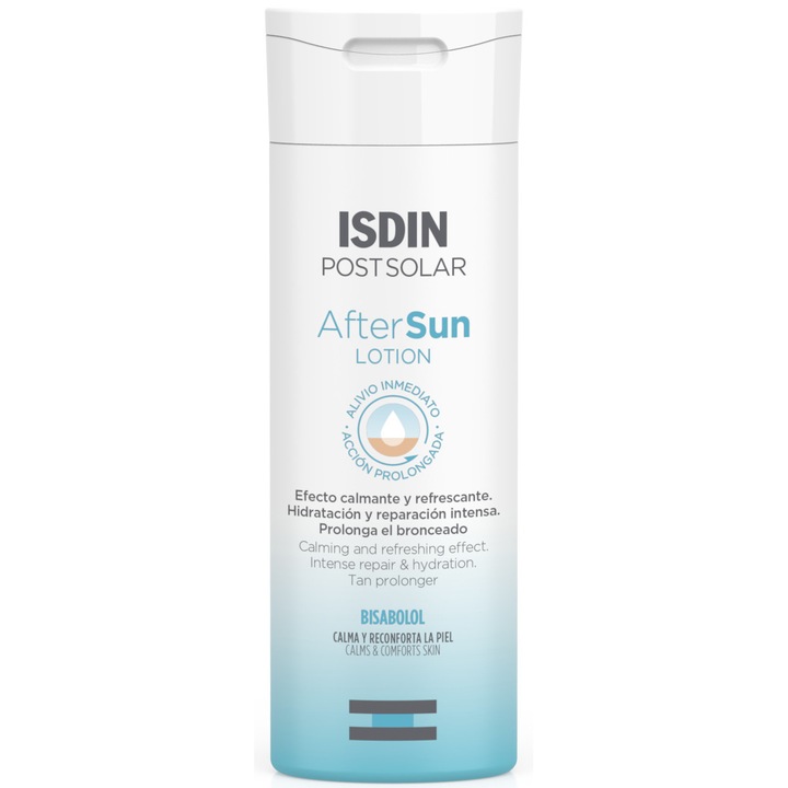 Лосион за тяло за след плаж ISDIN Post Solar, С успокояващ и охлаждащ ефект, 200 мл