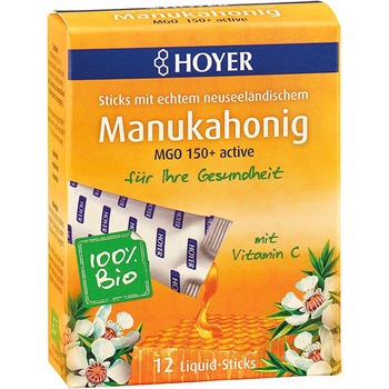 Miere de manuka in doze mgo 100 bio Hoyer, 8g x 12buc Miere de manuka in doze mgo 100 bio Hoyer, 8g x 12buc