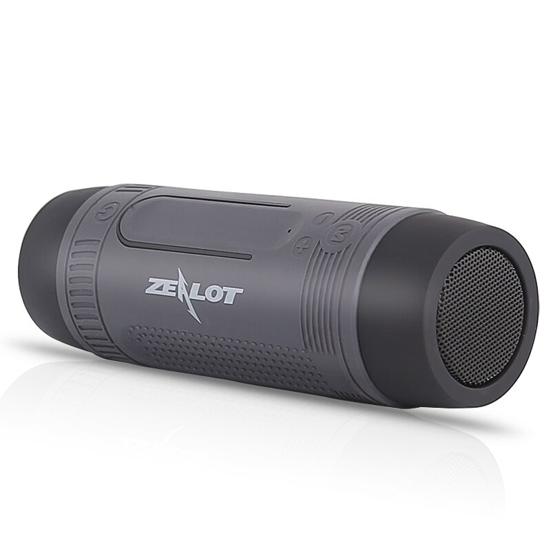 Boxa portabila Zealot, Bluetooth, Lumina LED, TF, AUX, Power Bank 4000mAh, Compatibila cu iOS/Android, Gri
