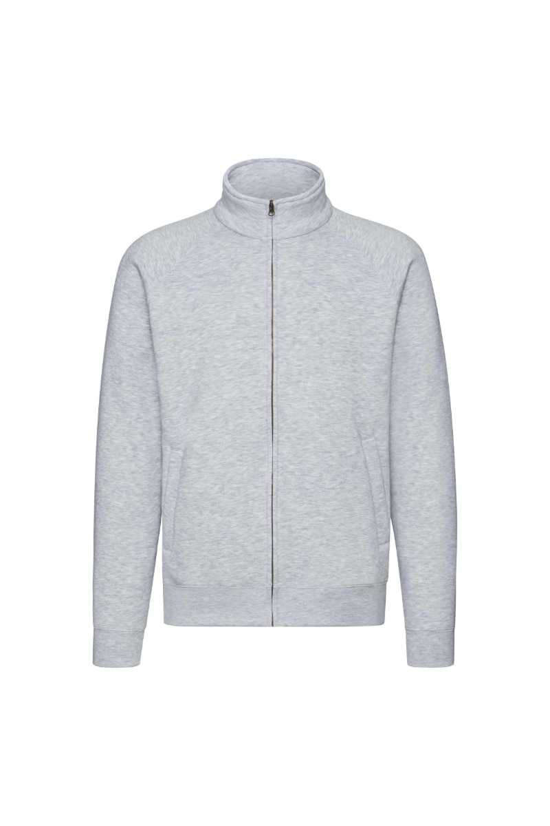 Bluza barbati Set-in Sweat, Fruit of the Loom, Premium, Bumbac/Poliester, cu fermoar, Gri