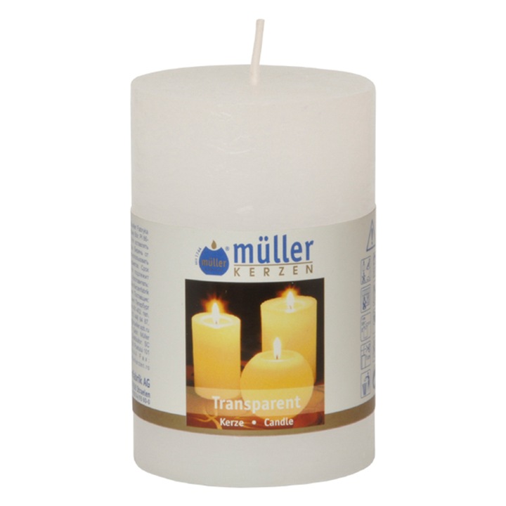 Прозрачна главина свещ, бял цвят