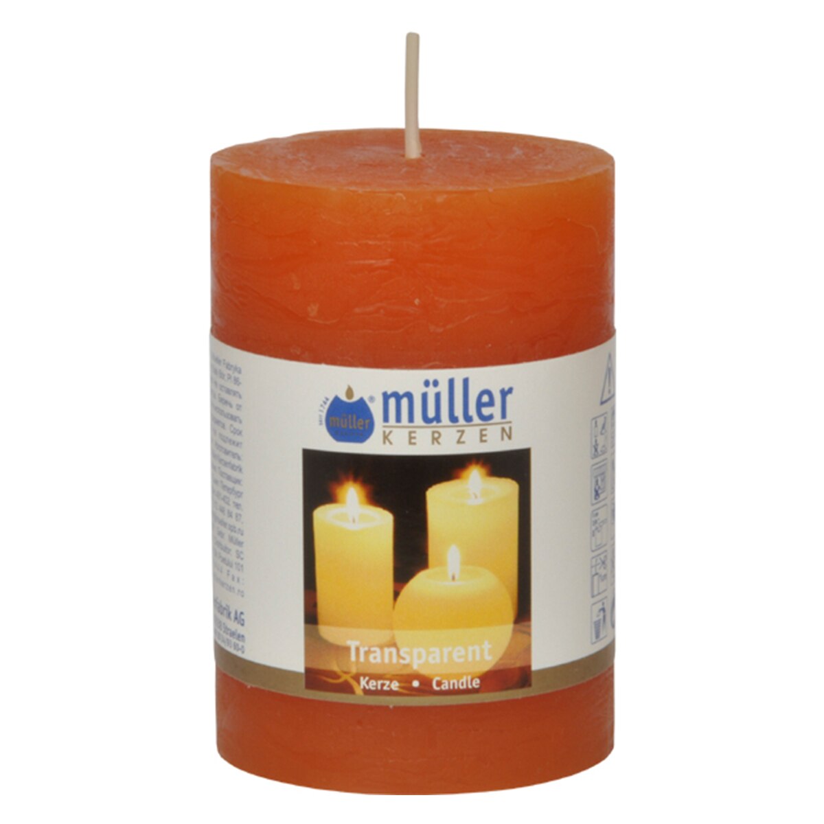 Lumanare transparenta butuc, culoarea mandarin