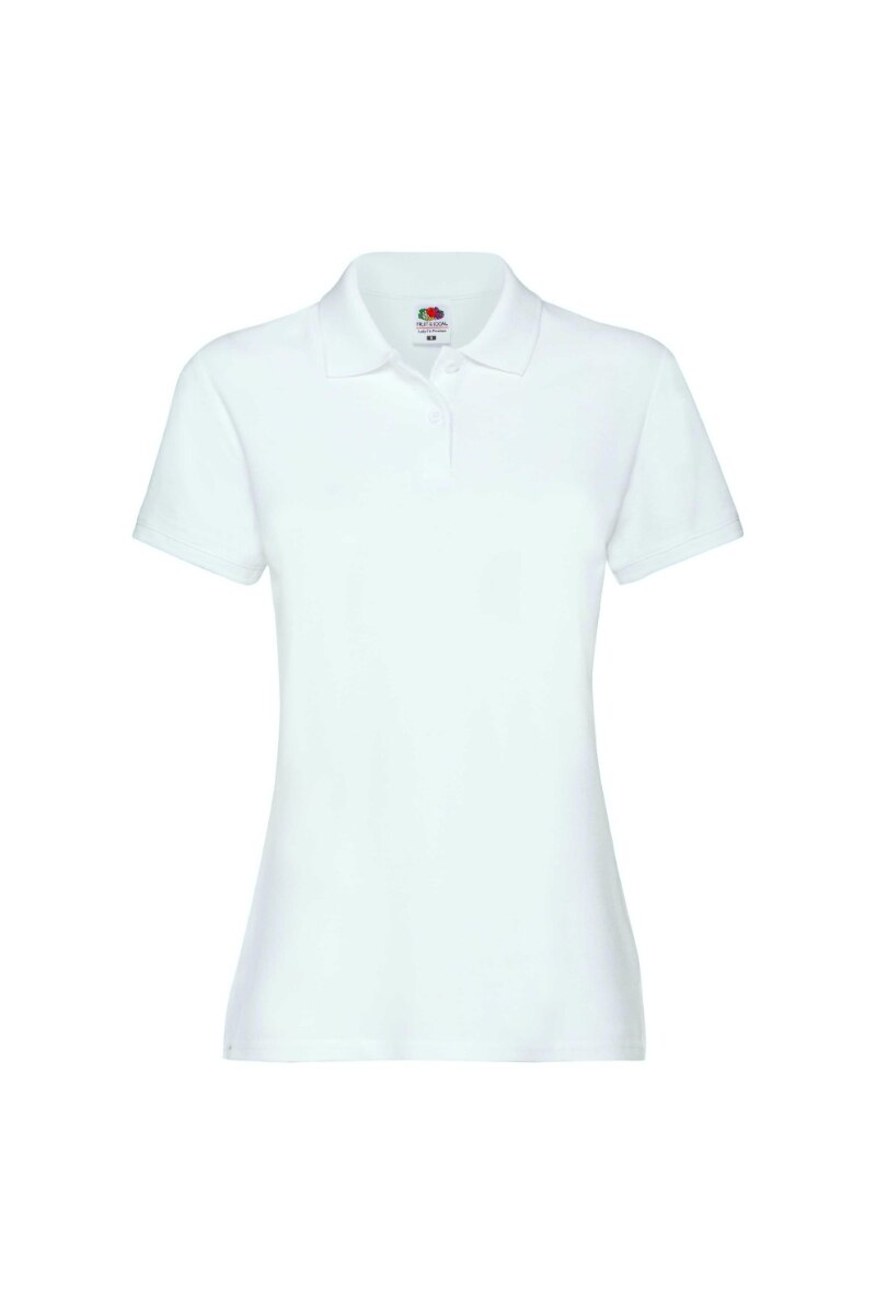 Tricou polo cu maneca scurta dama Fruit of the Loom Premium, Bumbac, Alb, Alb