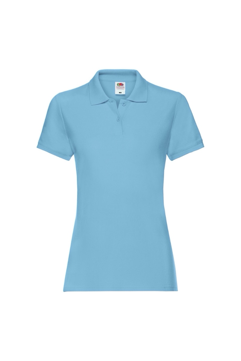 Tricou polo cu maneca scurta dama Fruit of the Loom Premium, Bumbac, Albastru, Albastru