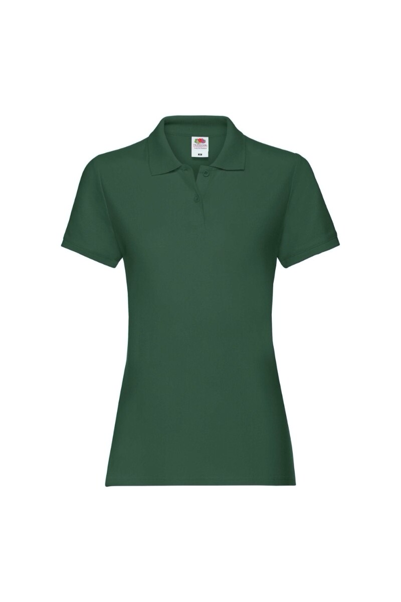 Tricou polo cu maneca scurta dama Fruit of the Loom Premium, Bumbac, Verde inchis, Verde inchis