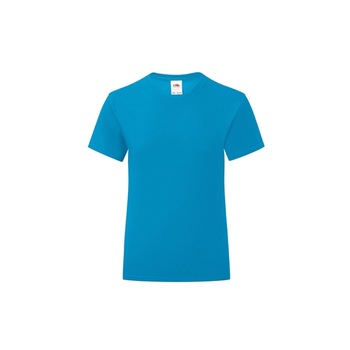 Tricou pentru Fete Fruit of the Loom Iconic, Bumbac, Albastru azur, 14-15 Ani Tricou pentru Fete Fruit of the Loom Iconic, Bumbac, Albastru azur, 14-15 Ani