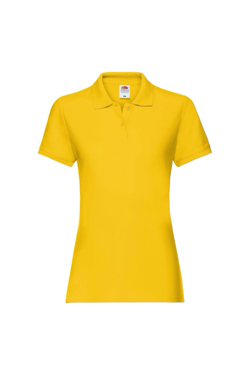 Tricou polo cu maneca scurta dama Fruit of the Loom Premium, Bumbac, Galben, Galben